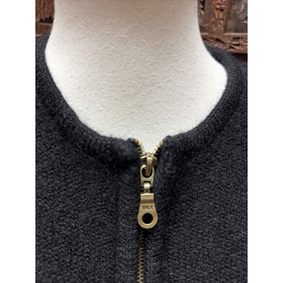PIERRE CARDIN L SWEATER BLACK CARDIGAN WOOL FULL ZIP Vtg - Picture 2 of 8